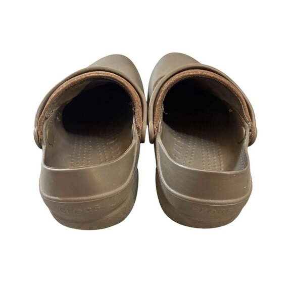 Womens Crocs Troika Brown Slip-On Clogs With Faux Suede Upper Ankle Strap Size 9 - Picture 5 of 8